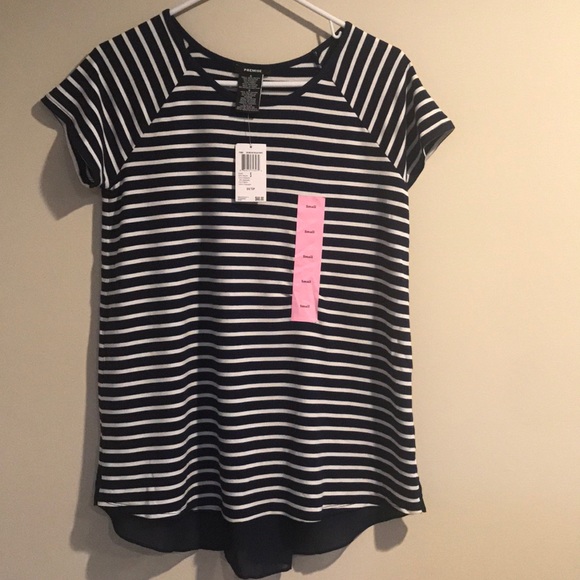 NWT Womens Premise Navy White Striped Shirt Size S Small